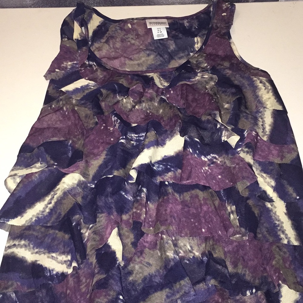 semi sheer ruffles tank Small